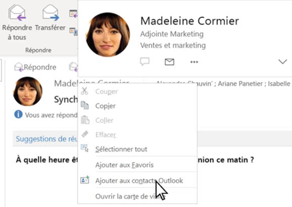 ajouter un contact outlook office