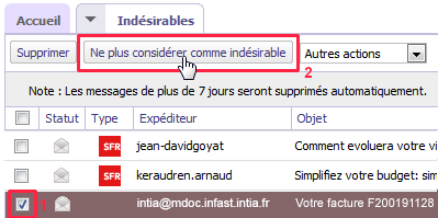 SFR-ne pas considérer comme spam