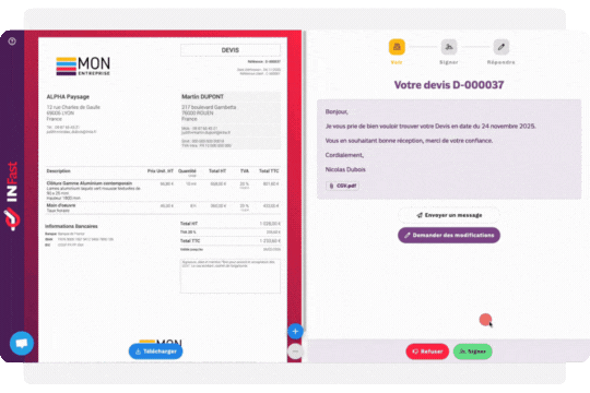 Signature électronique devis logiciel facturation INFast.