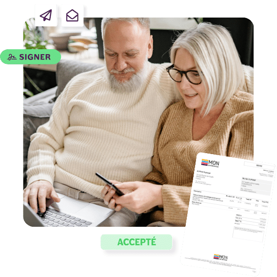 Couple utilisant la signature électronique de devis du logiciel INFast