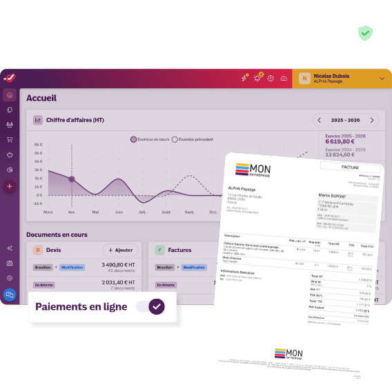 Tableau de bord du logiciel INFast