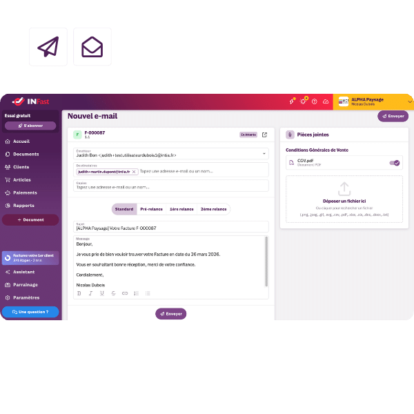 Envoi de documents via INFast