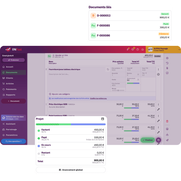 Factures de situation &eacute;lectricien