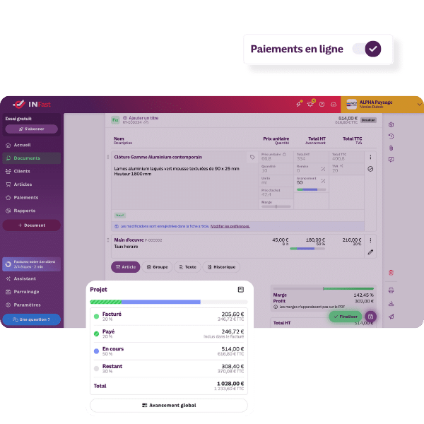 Facture situation logiciel facturation paysagiste