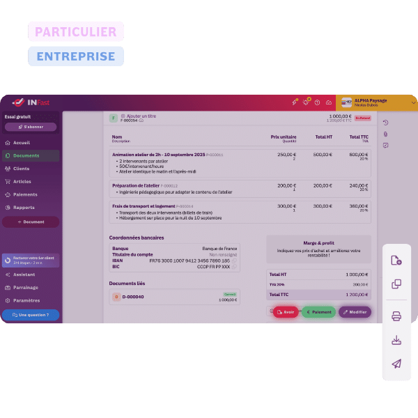 Gestion facile documents facturation centres de formation