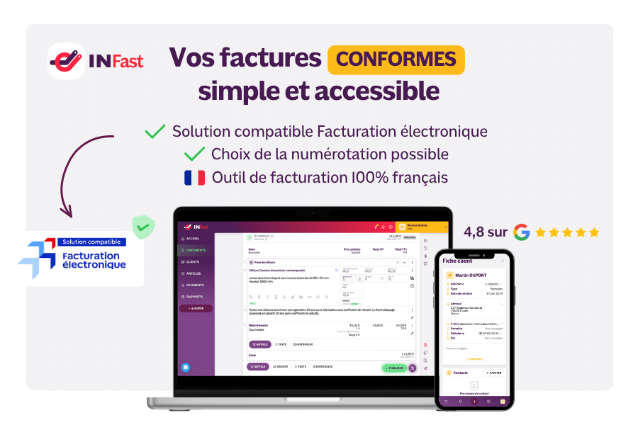 Interface logiciel facturation conforme INFast