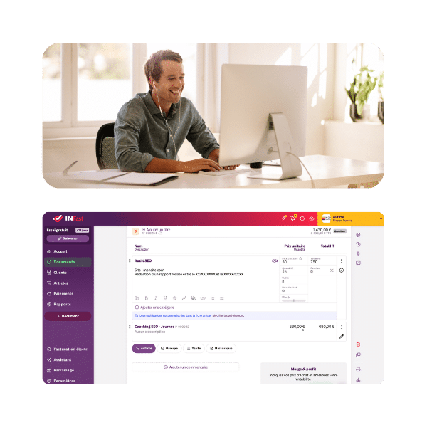 fonctionnalités simple rapide facturation consultants