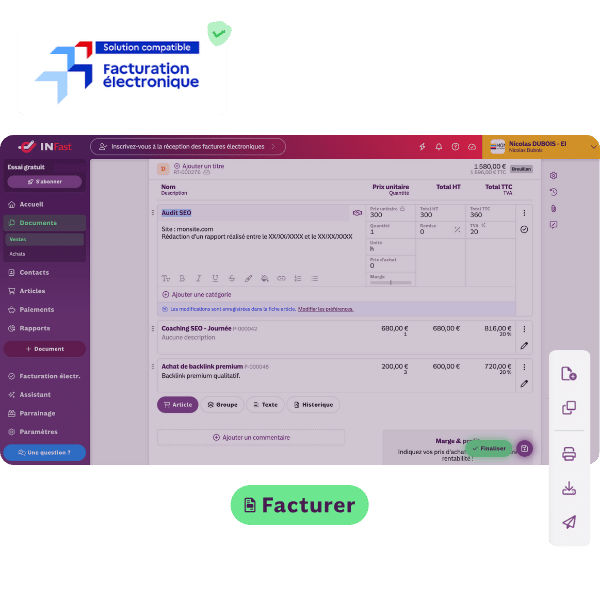Création devis factures rapide logiciel de facturation indépendants