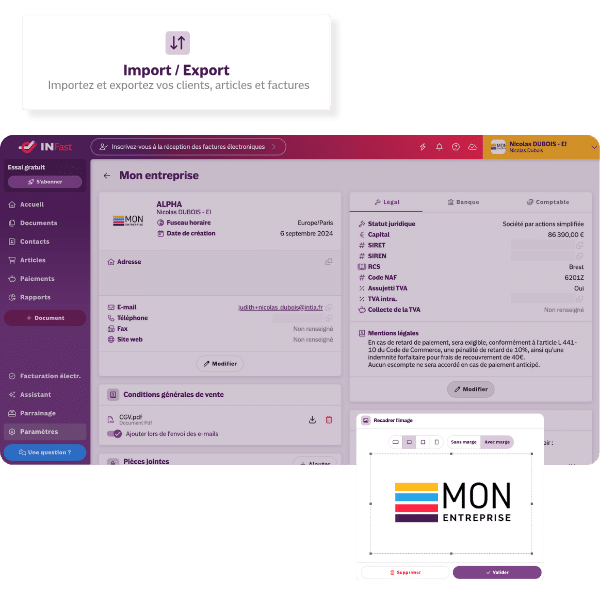 Personnalisation logiciel facturation indépendant